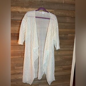 Lulaore White Lace Shirley Open Style Kimono Women’s Size Large